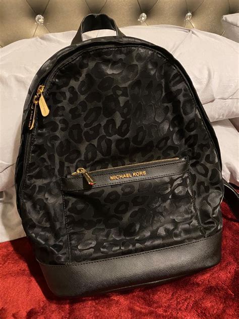 michael kors grayson backpack black|Michael Kors black leopard backpack.